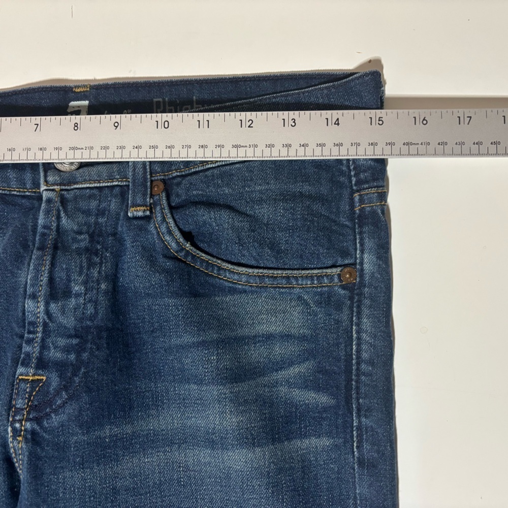 7 For All Mankind Men's Rhigby Skinny Straight Jeans Button Fly 29 X 28 - Picture 11 of 12